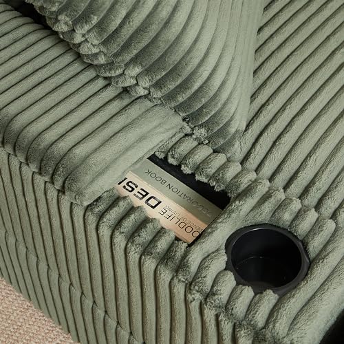 Oversized Corduroy Convertible Sleeper Sofa with Ottoman, Grey E741278