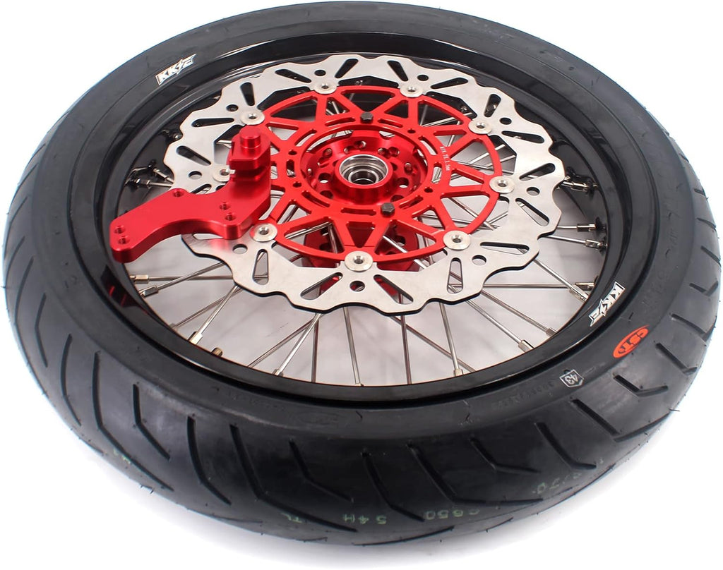Red Hub Supermoto Wheels with CST Tires U40826