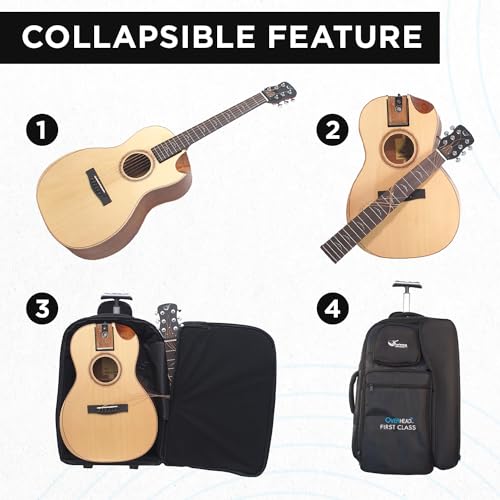 Travel Guitar with Collapsible Patented System Portable Backpack Case African Mahogany Y78975