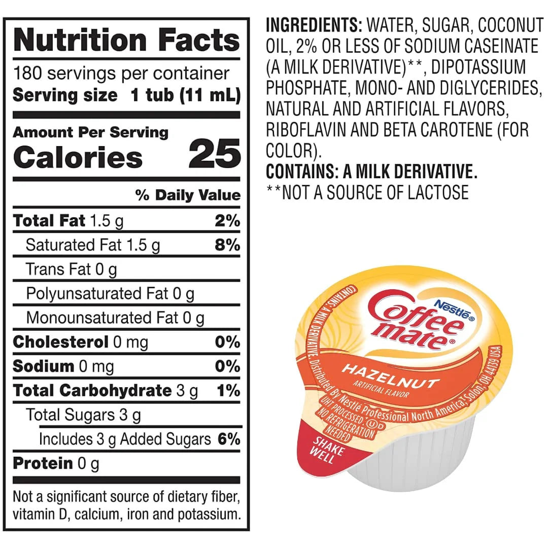 Liquid Non-Dairy Creamer Singles Variety Pack, Original, French Vanilla, & Hazelnut - Box Of 100 R203