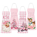 4Pcs Pink Christmas Kitchen Cooking Aprons B951