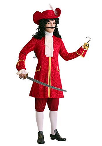 Adult Plus Size Pirate Captain Attire with Long Jacket, Cravat, Pants, and Hat C498197