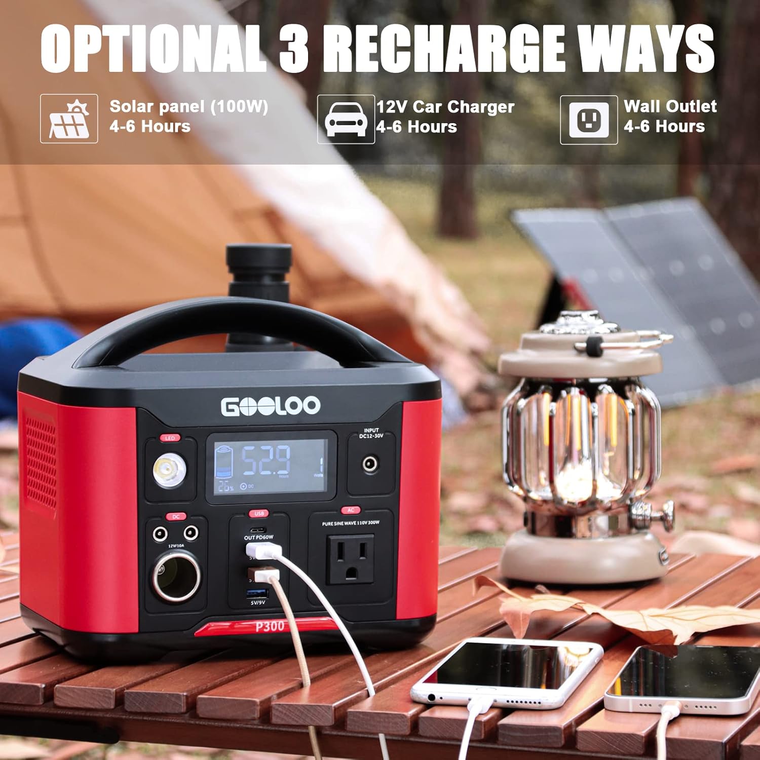 Portable Power Station 626Wh 600W AC Outlets Lithium Battery Q22598