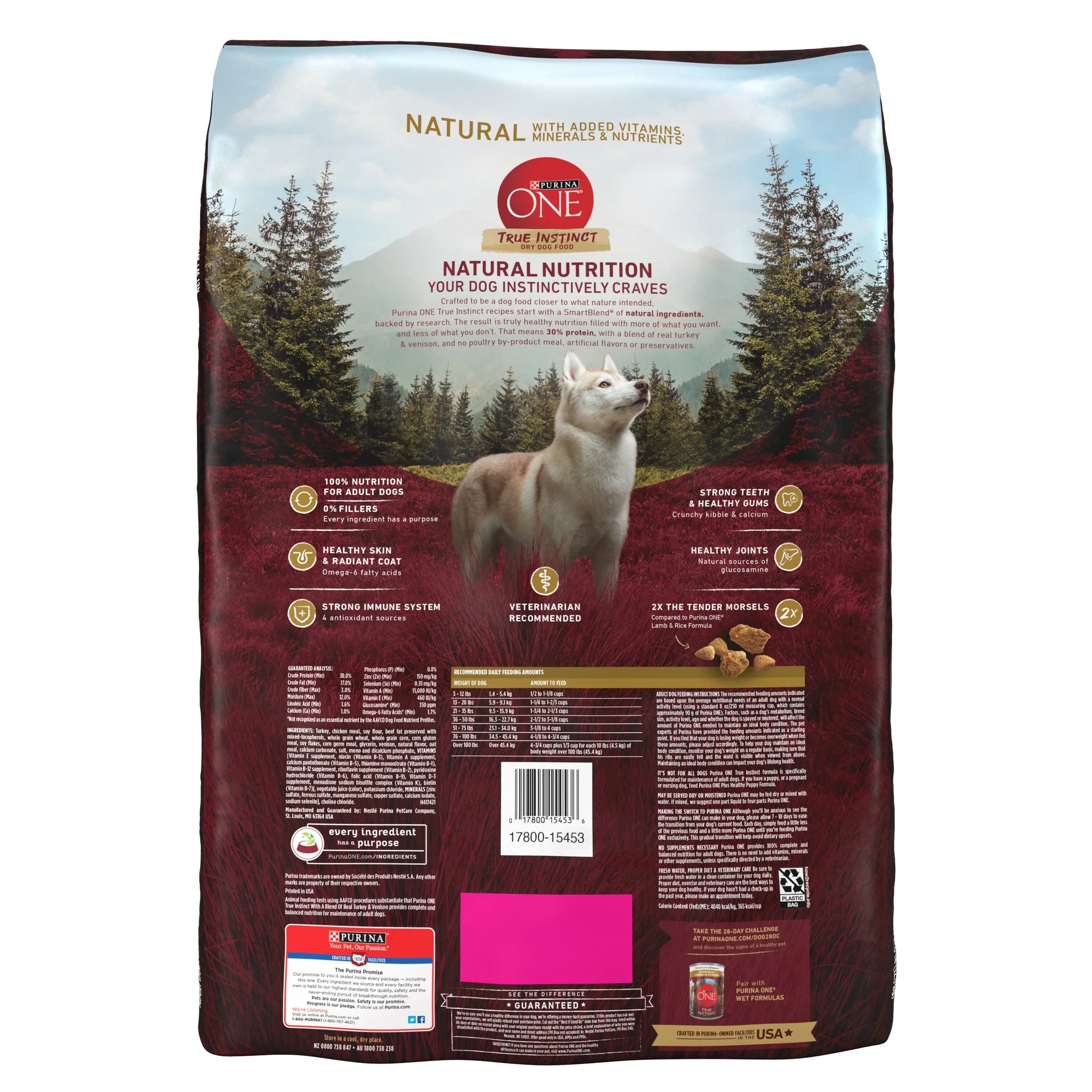 Natural Dry Dog Food with Real Turkey & Venison - 27.5lbs P48798