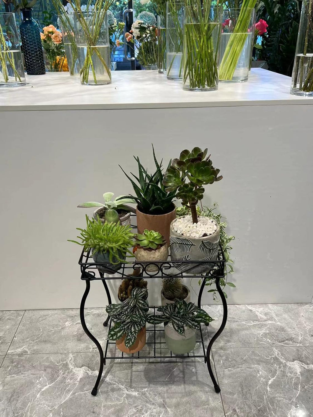 18.7'' Tall Rectangular Metal Plant Stand Black I90964