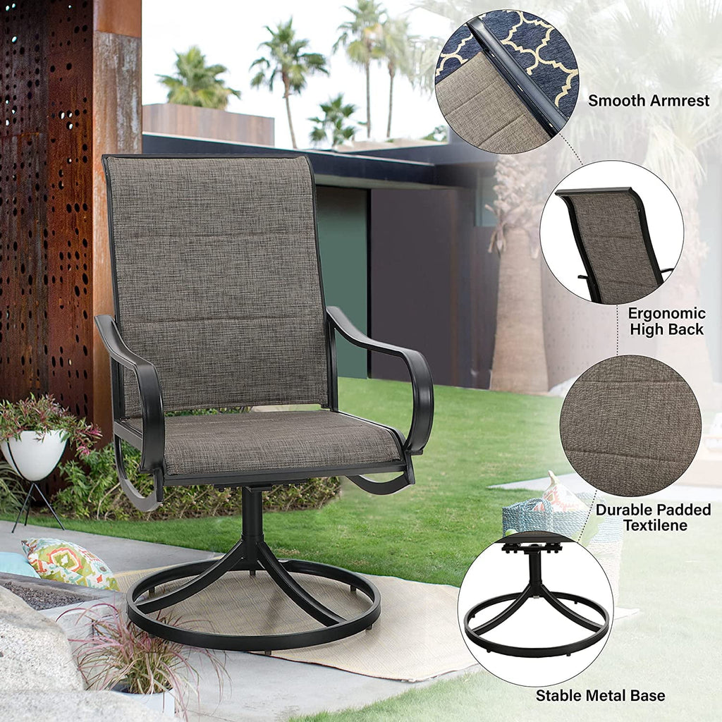 9 Piece Patio Dining Set with Padded Textilene Swivel Chairs and Expandable Table A5333