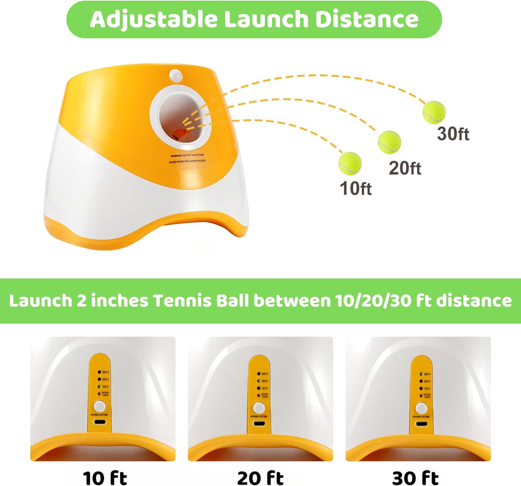 Orange Automatic Dog Ball Launcher with 3 Tennis Balls B642177