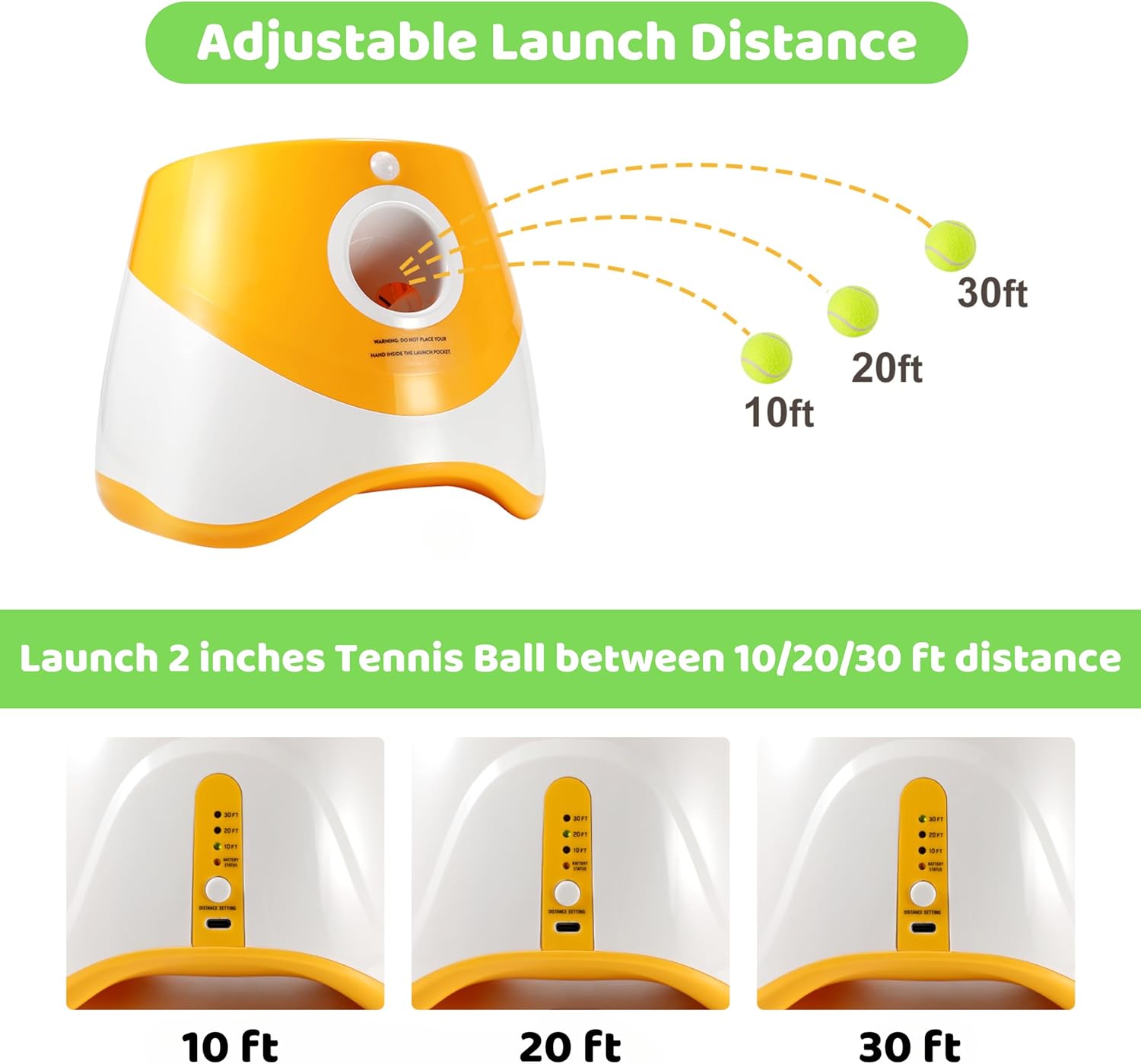 Orange Automatic Dog Ball Launcher with 3 Tennis Balls B642177