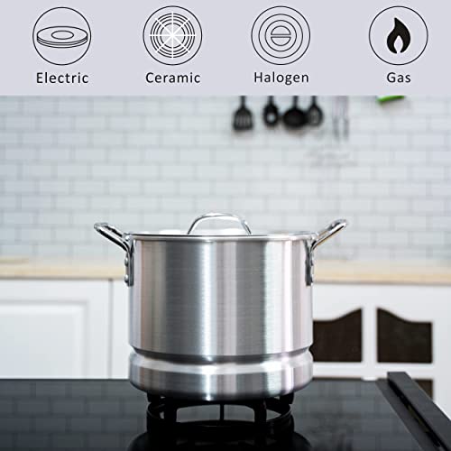 32 Quart Aluminum Tamale Steamer Pot with Steamer Rack and Tube W9749