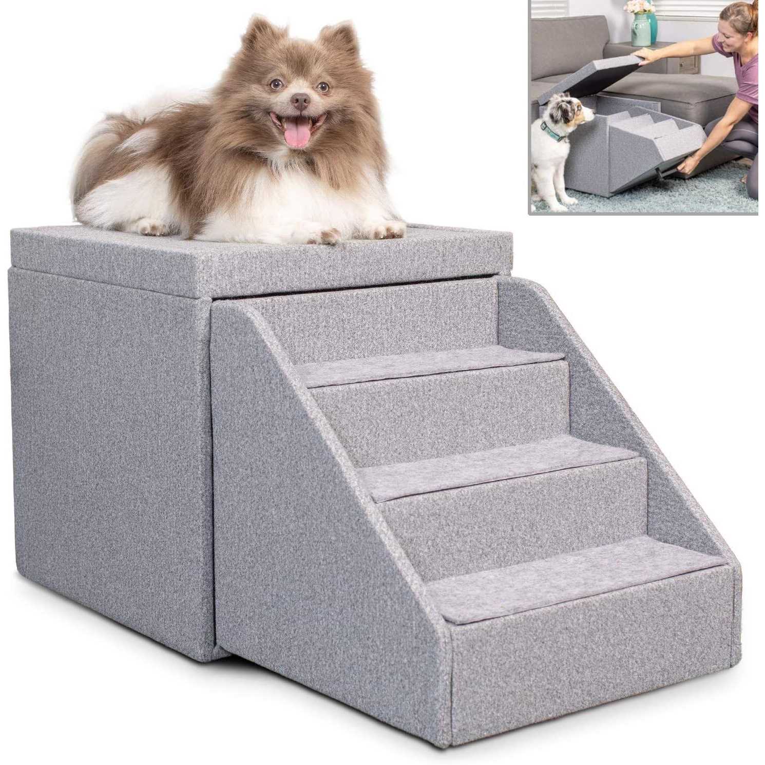 Pet Stairs Foldaway Cat Dog Steps Ottoman Dog Toy Basket Storage D380