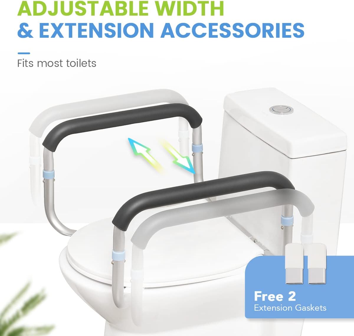 Adjustable Compact Toilet Safety Rail with Hand Rails A226