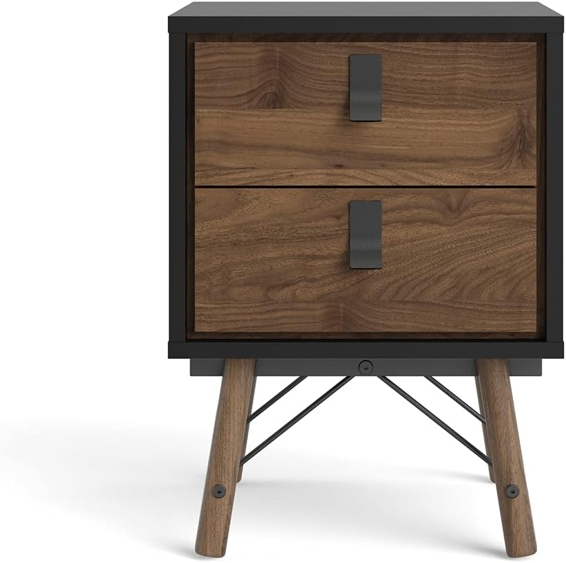 Black Matte 2 Drawer Nightstand N8484