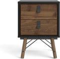 Black Matte 2 Drawer Nightstand N8484