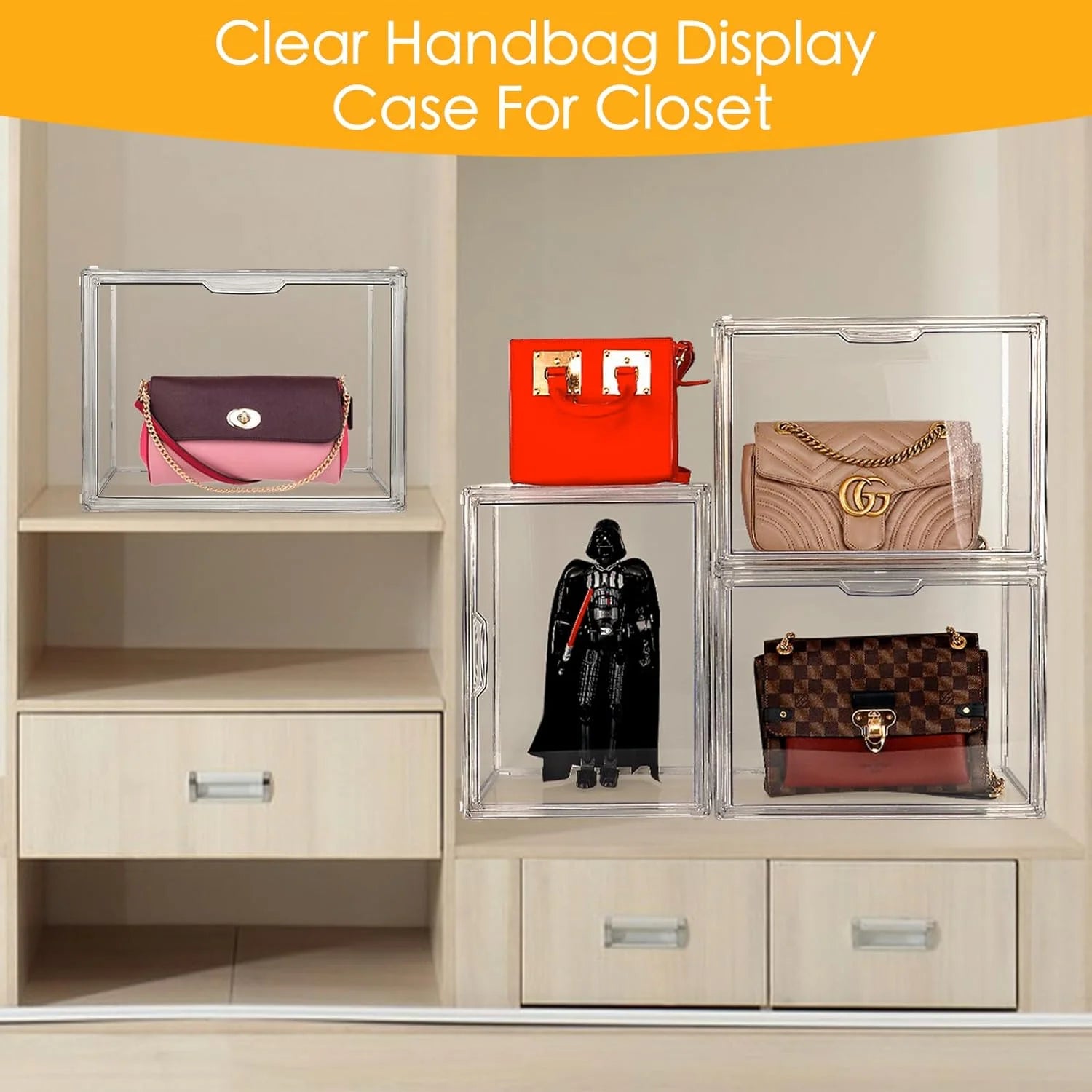 6Pack Clear Acrylic Storage Box with Magnetic Door U13811