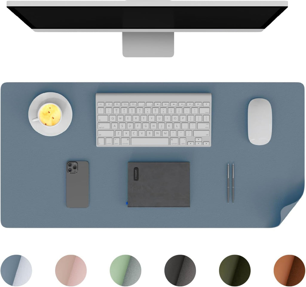 Azure Blue 35.4''x16.9'' Waterproof PU Leather Desk Pad K74389