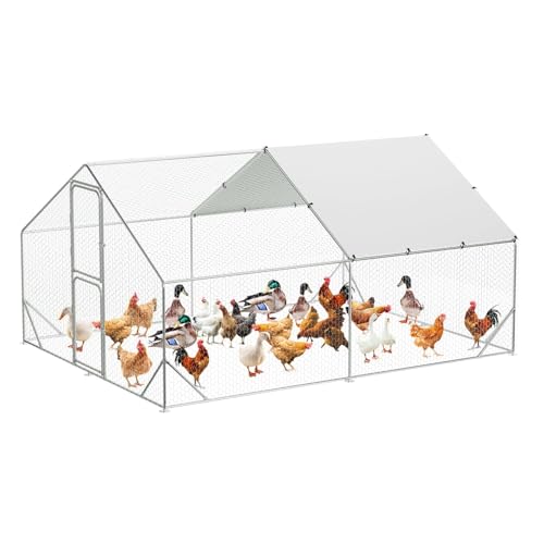 Large Metal Chicken Coop with Waterproof Cover 9.8 x 13.1 x 6.6ft K174