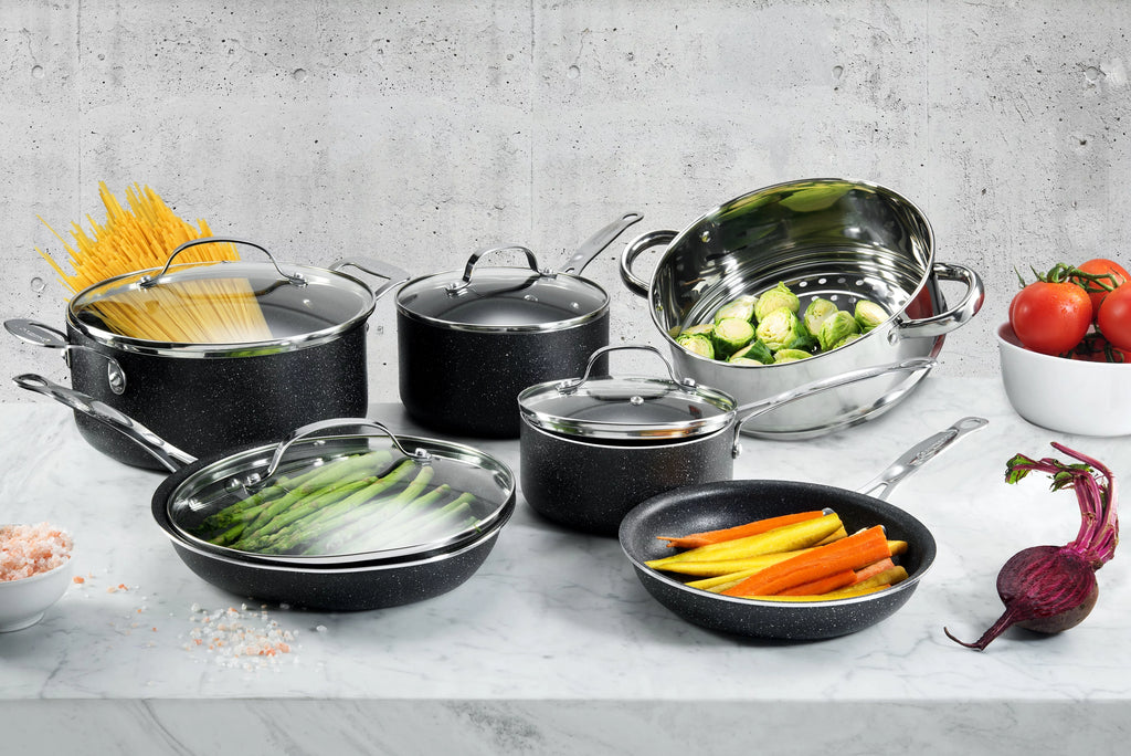 15 Piece Non-stick Black Pots and Pans Cookware Set C323