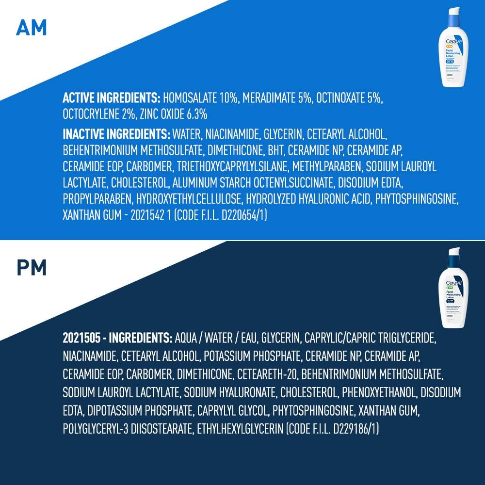 Day & Night Face Lotion Set with SPF 30 and PM Face Moisturizer, Fragrance Free S723