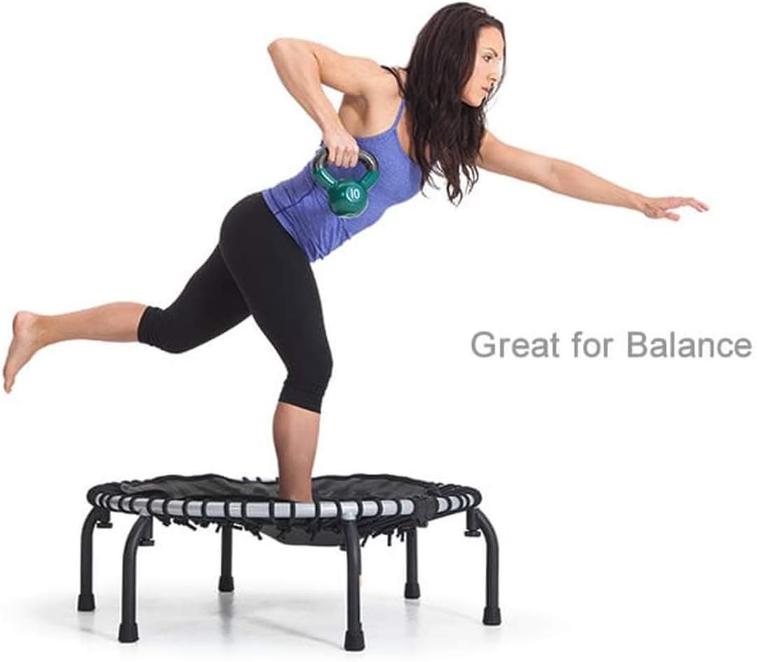 Black 39-Inch Fitness Rebounder Trampoline with Steel Handle Bar D261