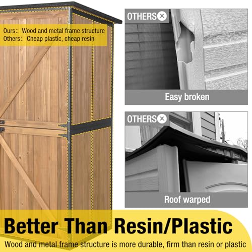Outdoor Storage Shed with Metal Frame and Adjustable Shelfs (Brown) P9448