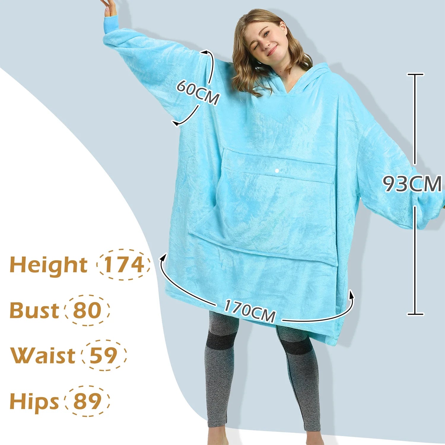 Blue Hooded Fleece Sweatshirt K35189