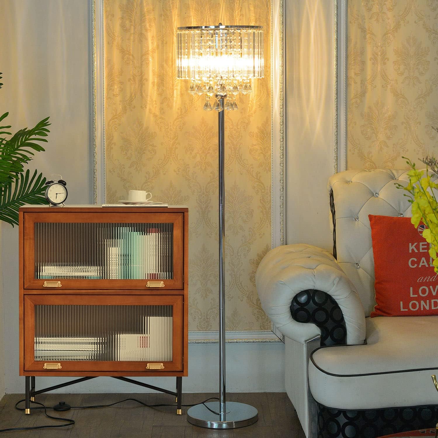 Chrome Crystal 3-Lights Floor Lamp K39674