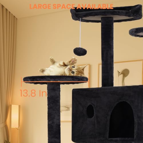 Dark Gray Multi-Level Cat Tree with Scratching Posts B37900