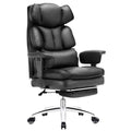 Black PU Leather Ergonomic Desk Chair with Footrest Y876056