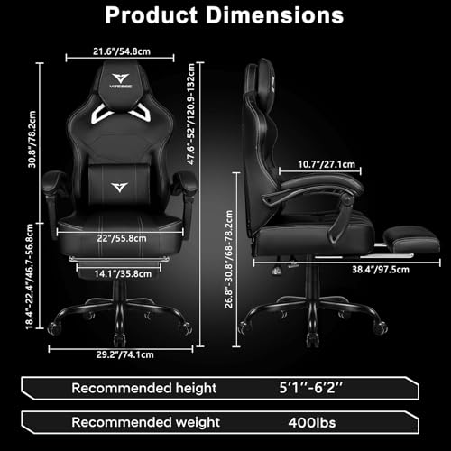 Big and Tall Gaming Chair with Footrest, Ergonomic Computer Chair (Black+Red) Y12139