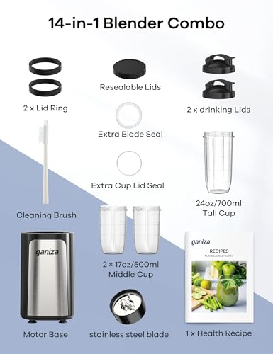 14Pcs Personal Blender with 3 Portable Cups X165