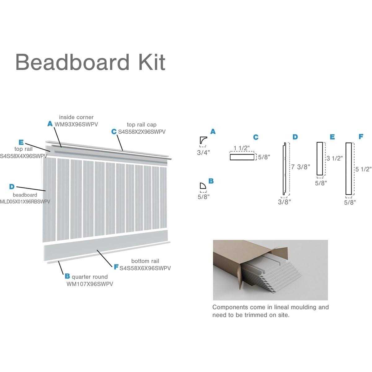 8′ Length PVC Wainscoting Kit B5807