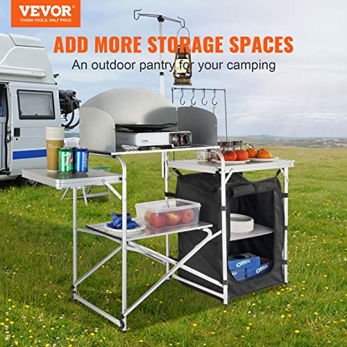 Brown Aluminum Folding Camping Kitchen Table with Storage Carrying Bag G9699
