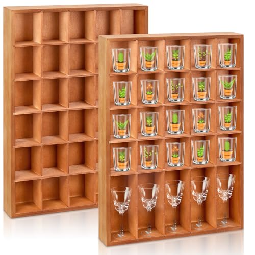Black 2PCS Wood Shot Glass Display Case C5174