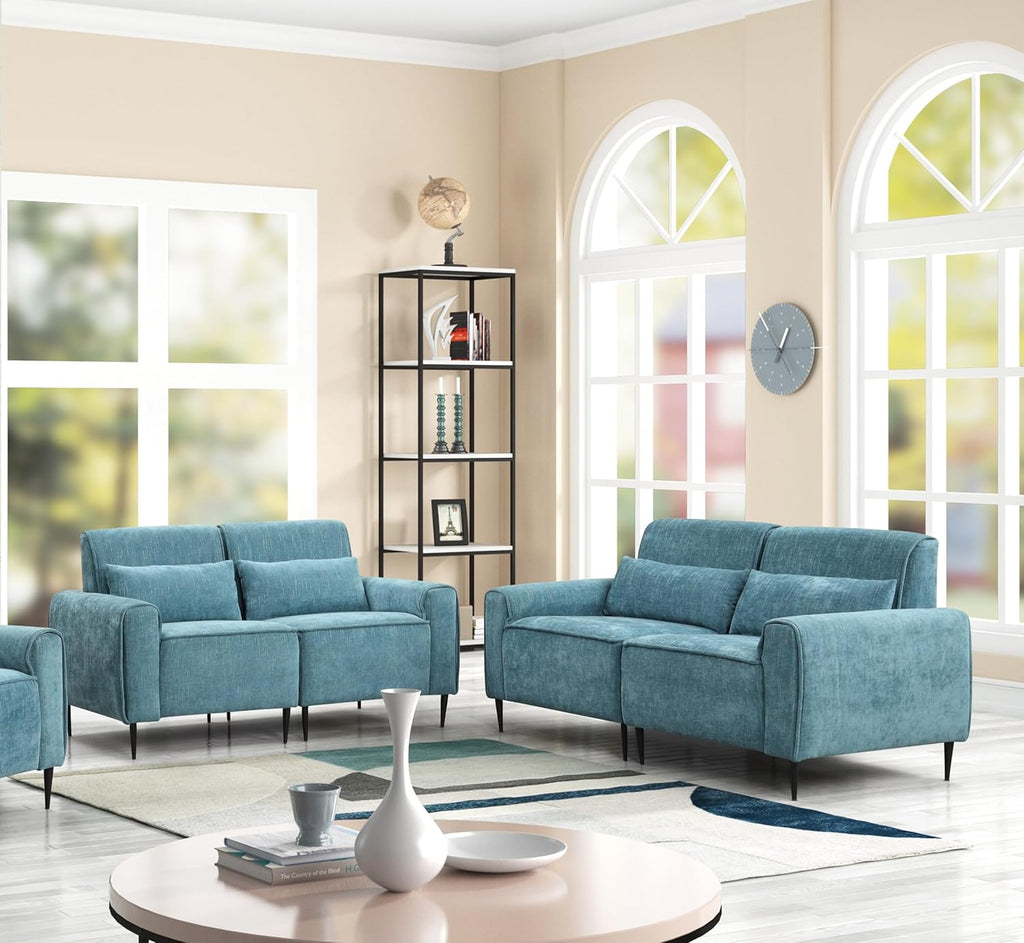 Blue Chenille Sofa Loveseat Set H95960