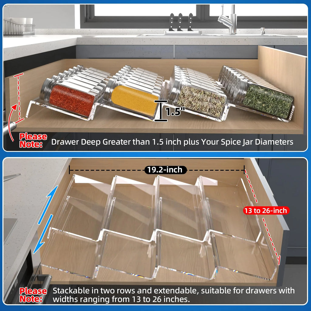 4 Tier 2 Set Expandable Acrylic Spice Drawer Organizer X33302