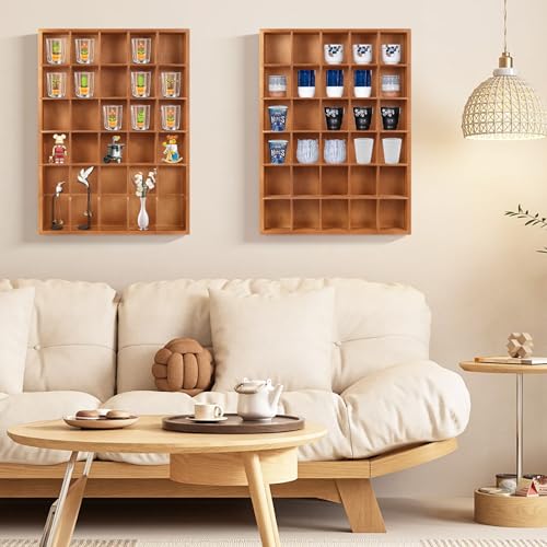 Black 2PCS Wood Shot Glass Display Case C5174