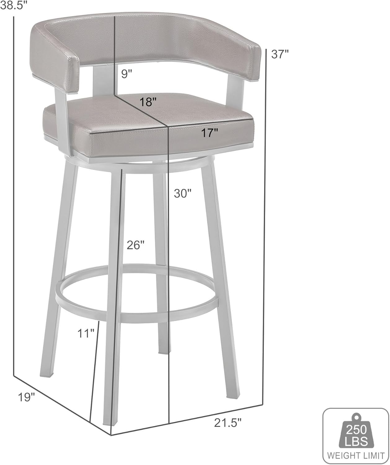 Black Faux Leather Bar Height Swivel Bar Stool N99014