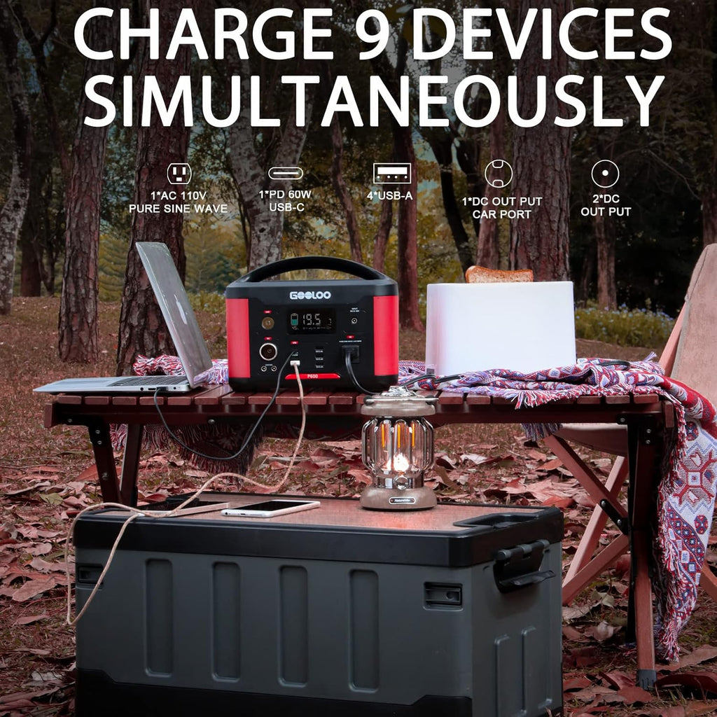 Portable Power Station 626Wh 600W AC Outlets Lithium Battery Q22598