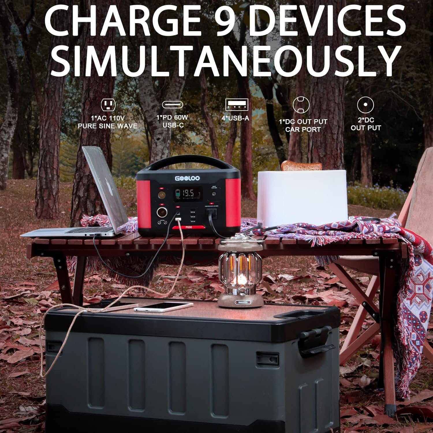 Portable Power Station 626Wh 600W AC Outlets Lithium Battery Q22598