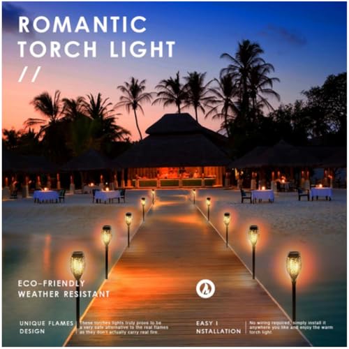 4 Pack Solar Torch Light with Flickering Flame, Waterproof Solar Garden Lights W81203