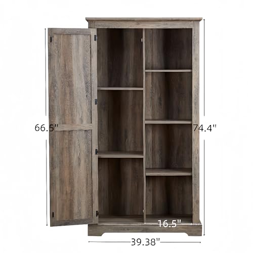 Tall Storage Cabinet Bookcase with Sliding Barn Door and Adjustable Shelf O29221