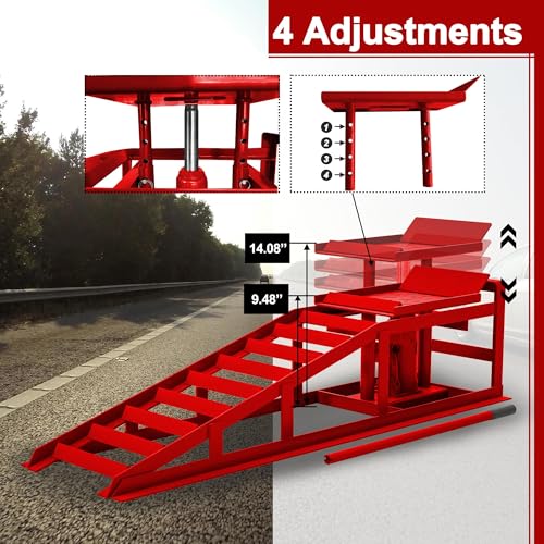 2 Pack Hydraulic Car Ramps 5T 10000lbs Low Profile Lift Height 11.61-16.21 Inches B83420