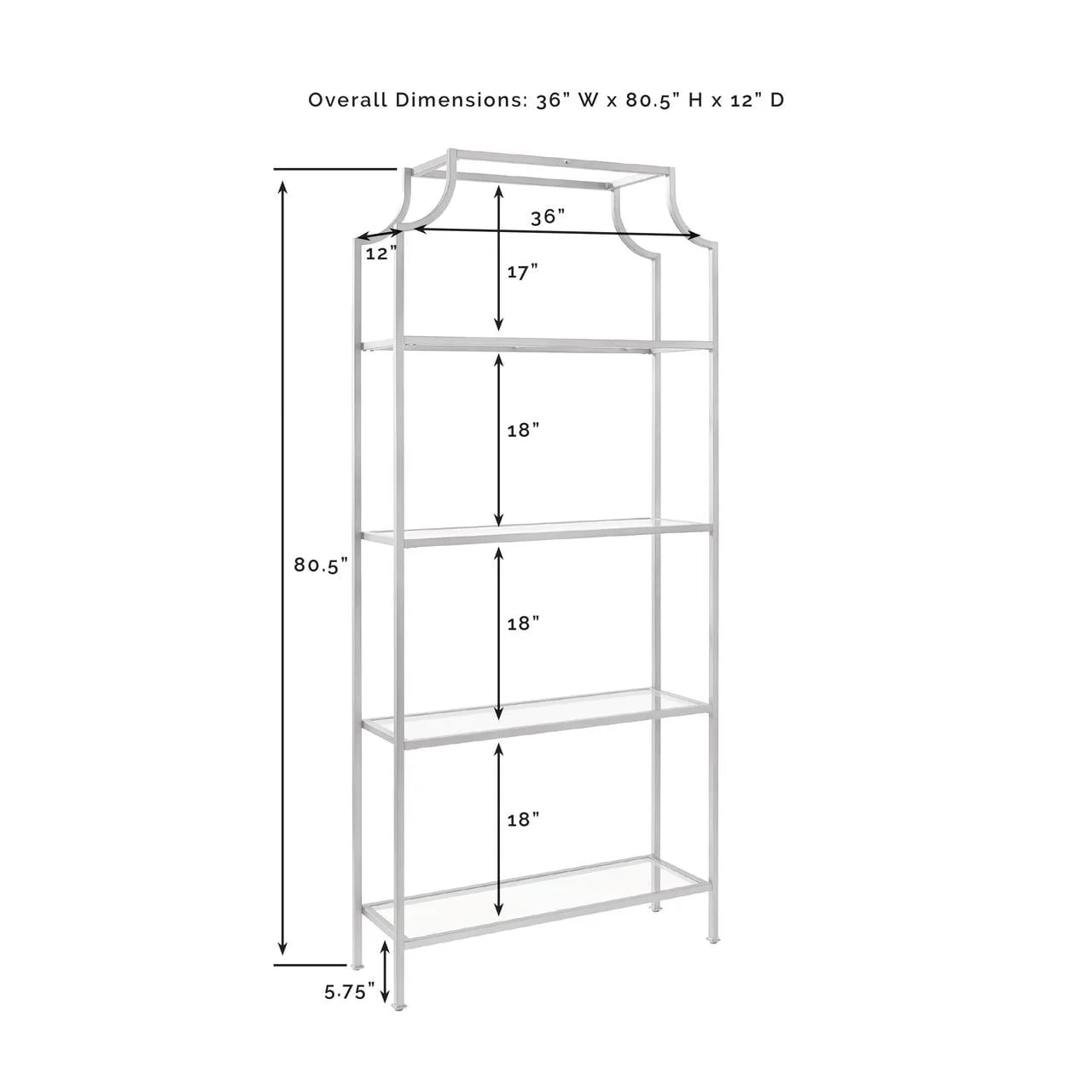 Antique Gold 4 Shelf Glass Metal Etagere Bookcase C473633