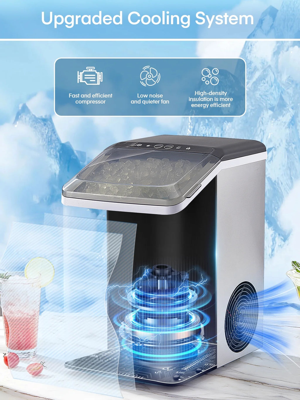Stainless Steel Countertop Pellet Ice Maker J972
