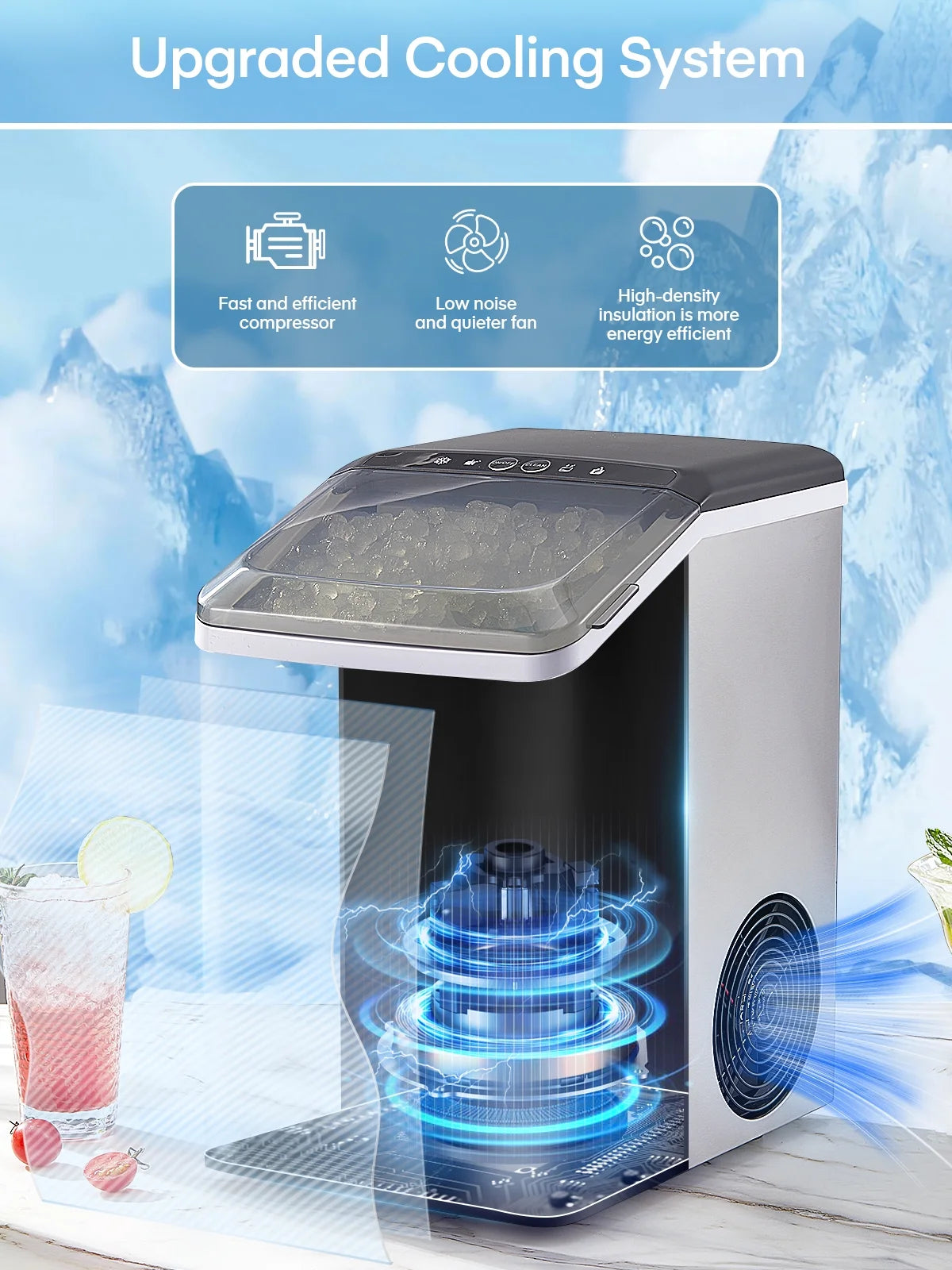 Stainless Steel Countertop Pellet Ice Maker J972