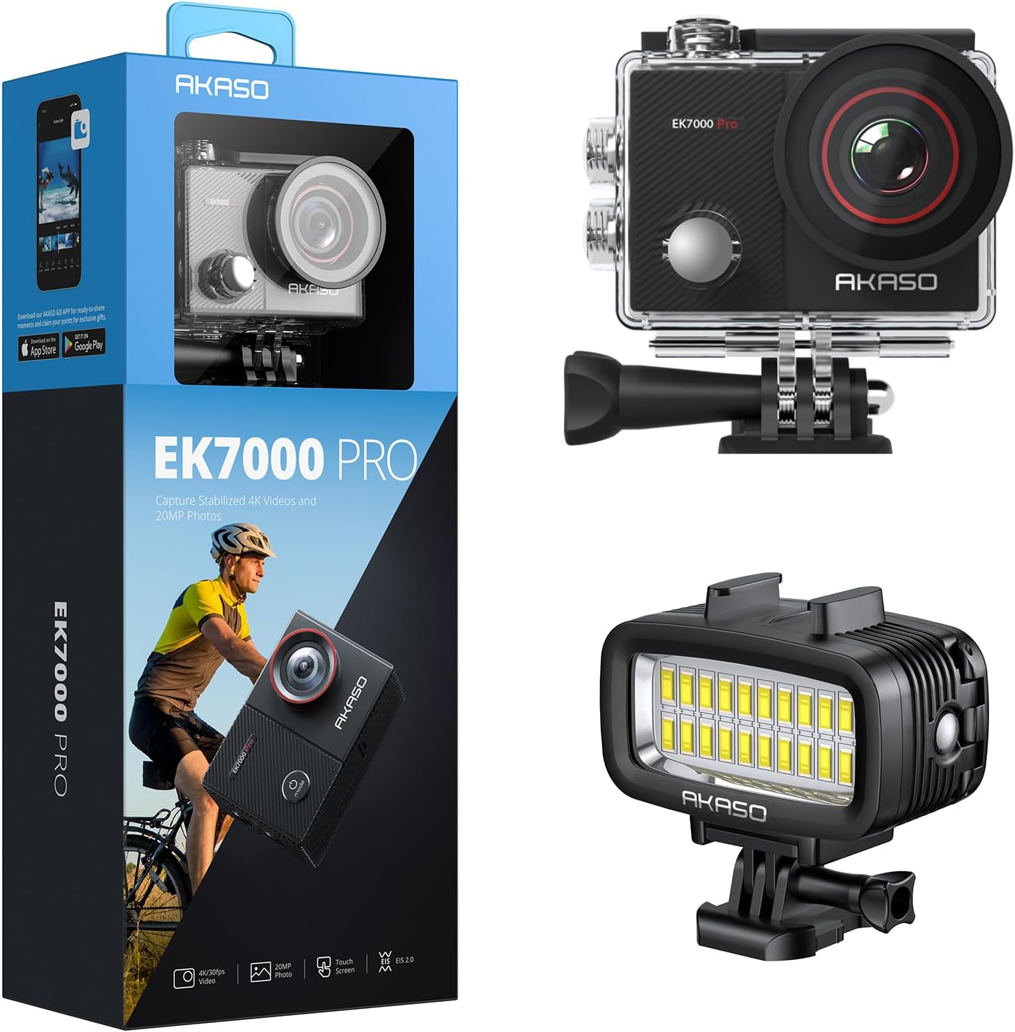 4K30FPS 20MP WiFi Action Camera Waterproof Diving Light C899375