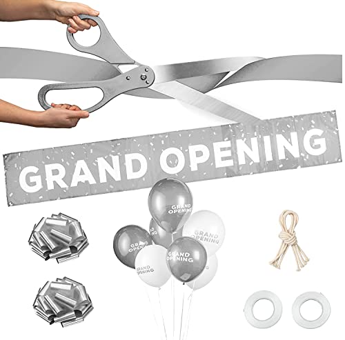 25" Giant Scissors with Gold Satin Ribbon, Banner, Bows, Balloons Y362