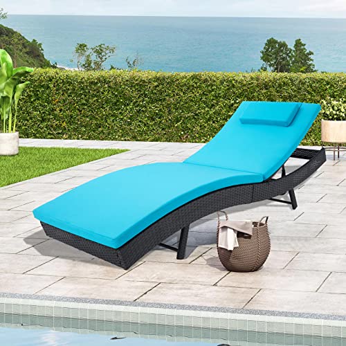 Outdoor Reclining PE Rattan Steel Frame Chaise Lounge Chairs Set of 2 O32764