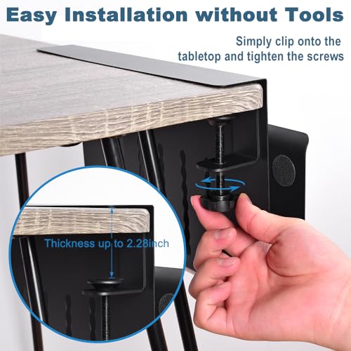 Black Clamp On Under Desk Laptop Holder with Magnetic Pen Holder C8715