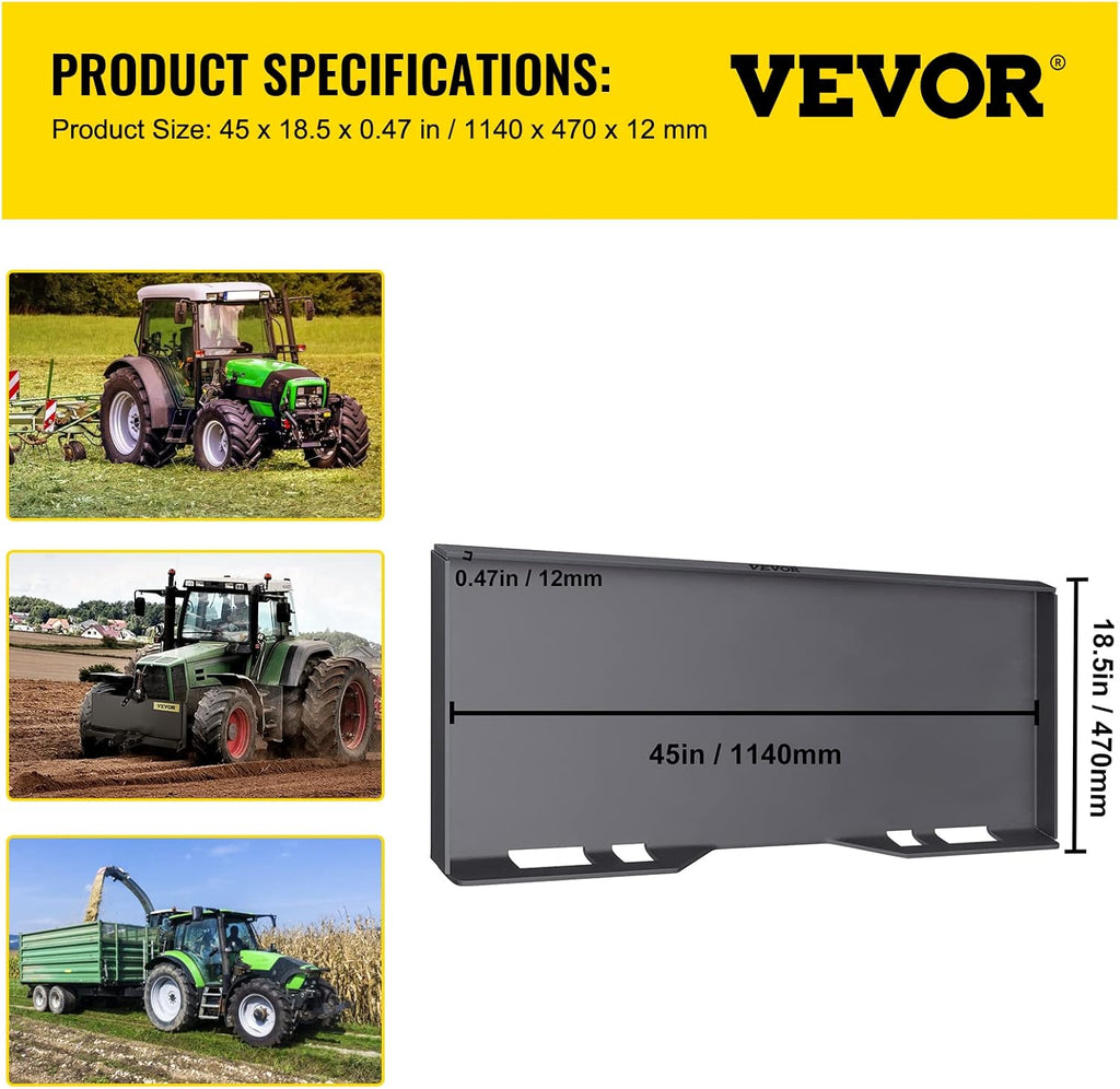 Skid Steer Mount Plate Steel Quick Attachment Loader Plate with 3 Welding Rods (1/2") L3270